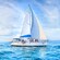 A sailboat in the ocean with 4 couples aboard